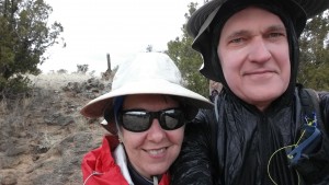 Gail & Porter hike CDT at Acoma Zuni Trail lava field